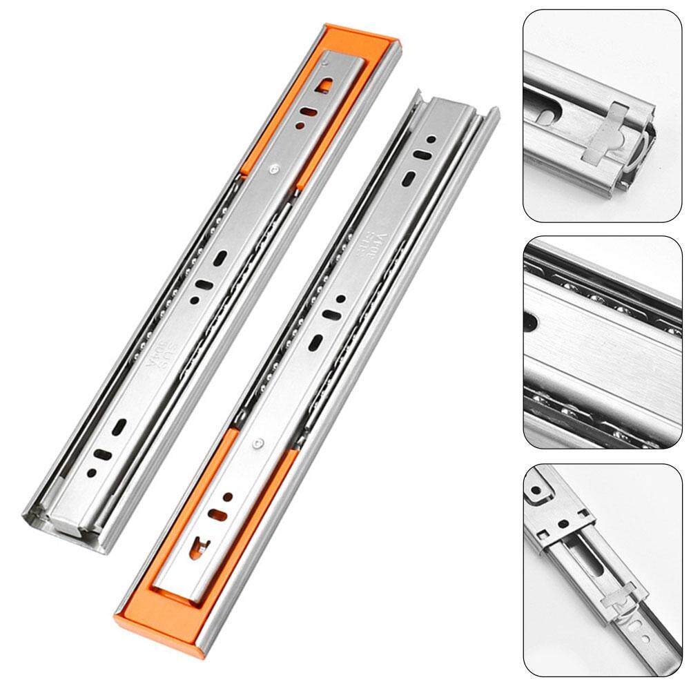 Length: 30cm Tool Cupboard Drawer Slide Cabinet Three Section Home Soft Close Rails Smooth Accessories with Damper Durable Stainless Steel 