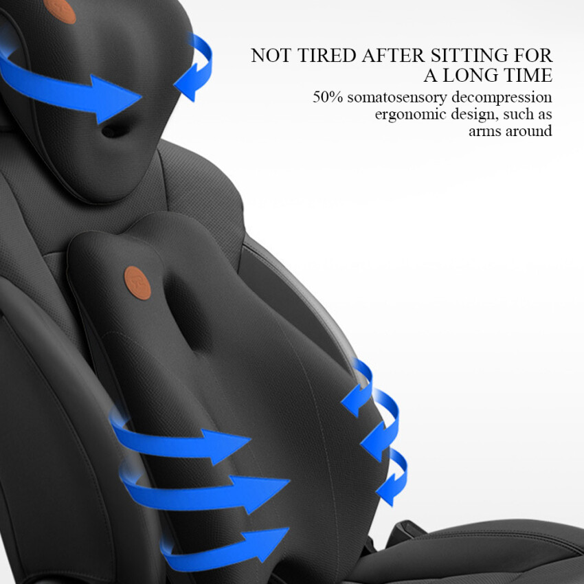 【In Stock】1PC Electric Charging Massage Neck Support Pillow /Car Seat Back Support Headrest Pillow Simulation Human Massage Car Back Travel Home Office