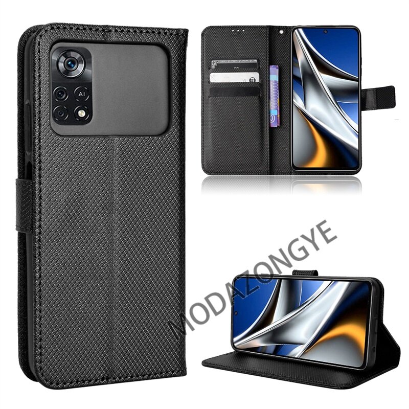 Xiaomi poco x4 pro 5g case flip phone holder stand xiaomi poco x4 pro 5g casing wallet pu leather back cover