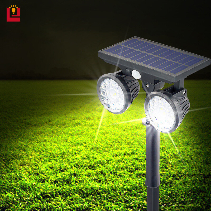 B&B Led Solar Light Double Head Spotlight Outdoor Projection Light Wall Light Lawn Light Aisle Light  Intelligent Human Body Induction