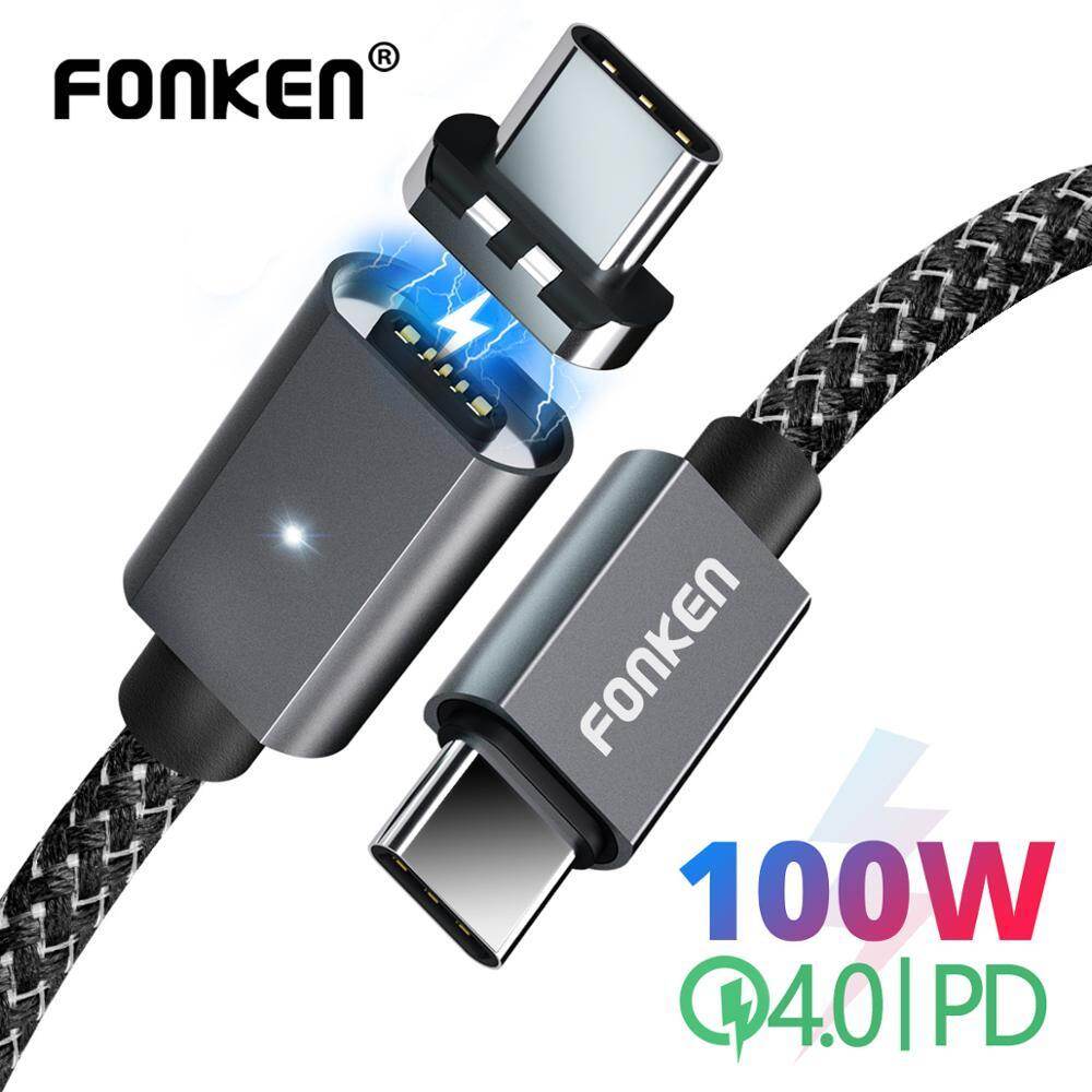 FONKEN 100W M-agnetic Cable 5A USB Type C TO Type C Cable 1.5m Laptop Type-c PD Power Cord Fast Charge Phone Charging Data Wire