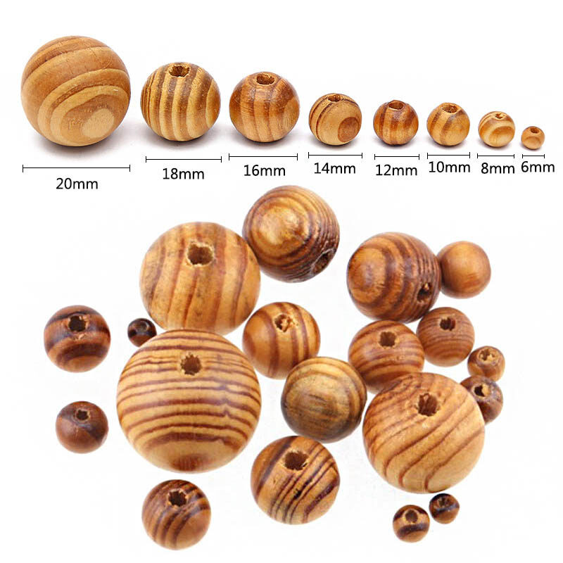 6/8/10/12/14/16/18mm natural burlywood brown beads wooden round bead craft supplies wood