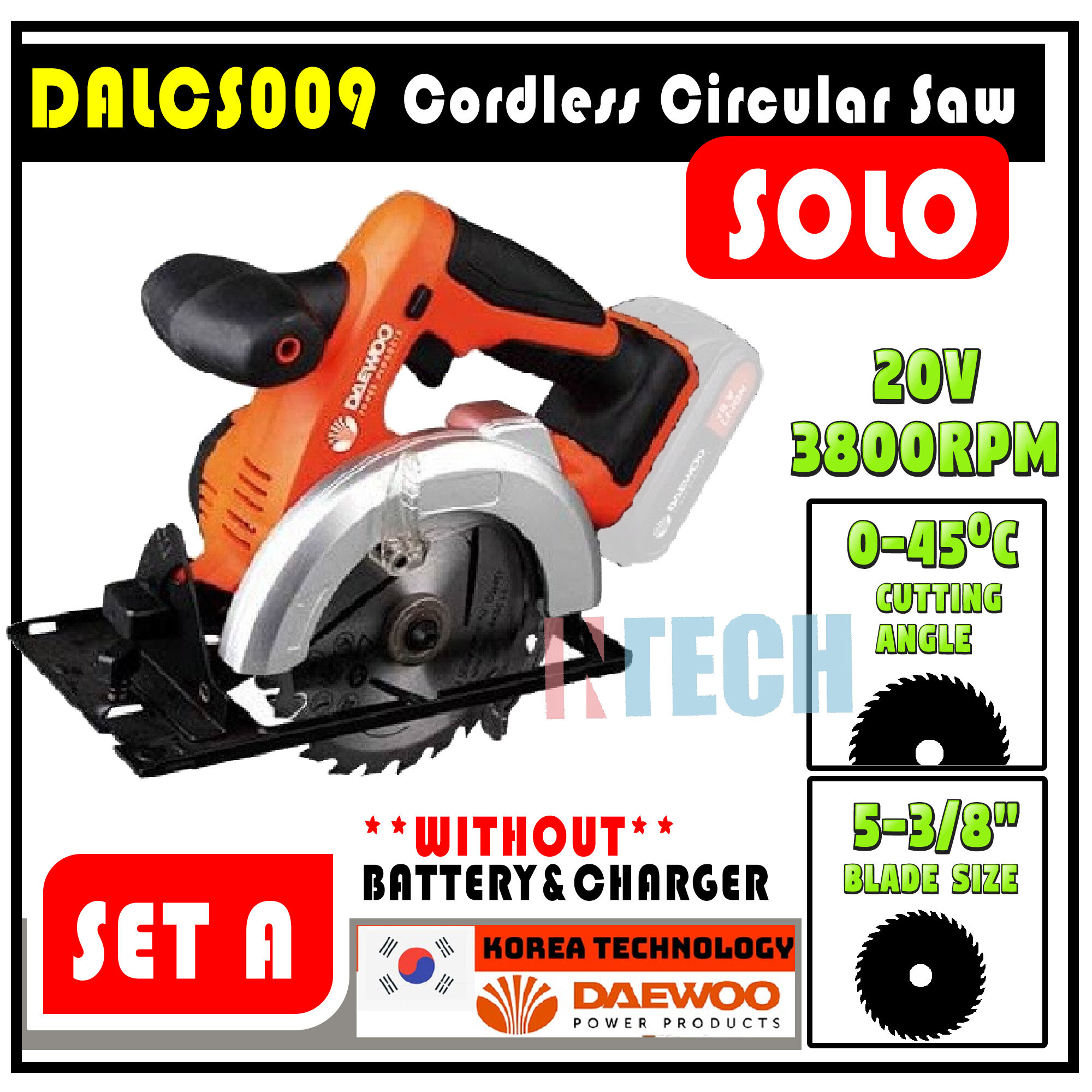 DAEWOO DALCS009 20V Cordless Circular Saw 136mm 5 3 8 Lazada