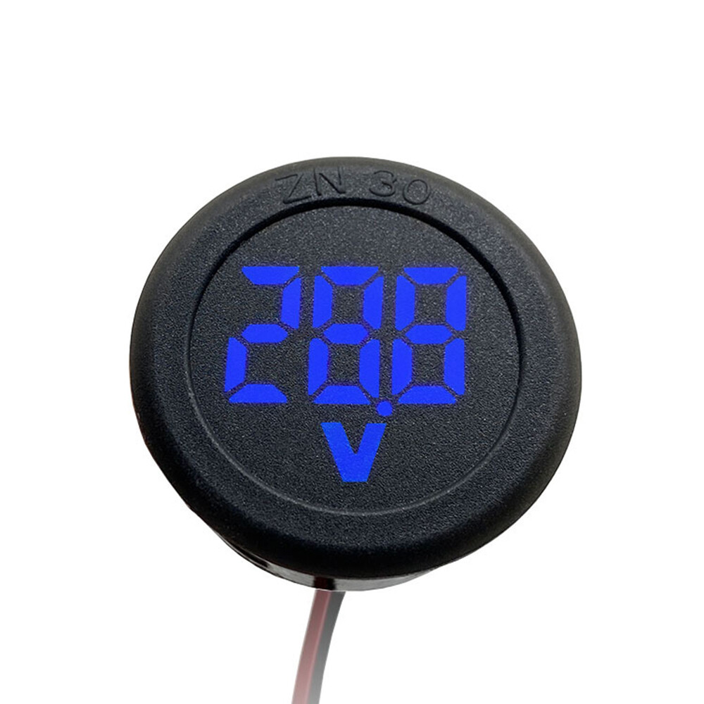 LANGTU DC 4-100V LED Digital Display Round Voltmeter DC Digital Car Two-wire Reverse Connection Protection Voltage Tester Display
