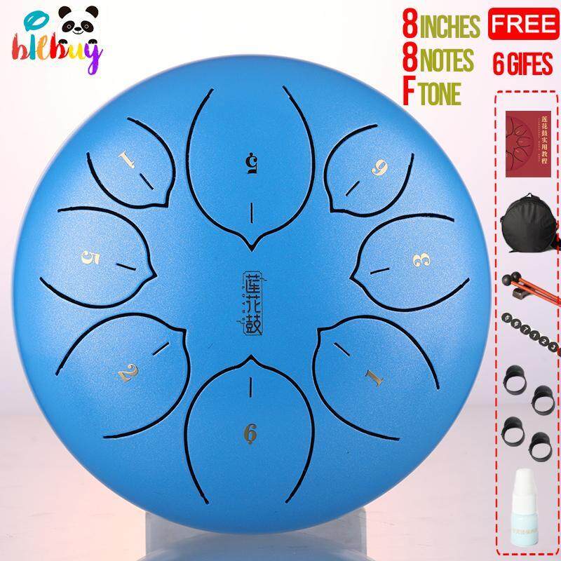 8 inch tai Dài Trống Tay Mini Chảo Trống Tay Món Ăn Tập Yoga Trống Sen Phong Cách F Màu 8 Hương 6 quà Tặng
