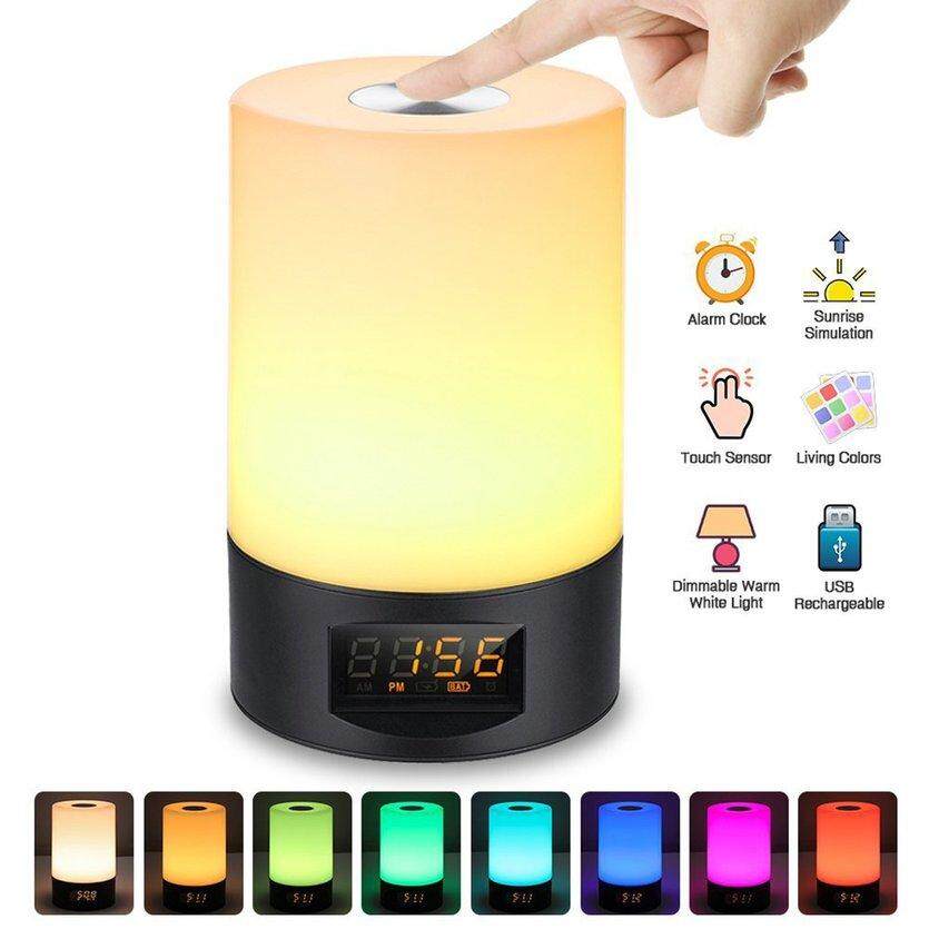 OH Đánh thức Ánh Sáng Đồng Hồ Báo Thức có Sunrise Mô Phỏng ĐÈN LED USB Đèn Ngủ