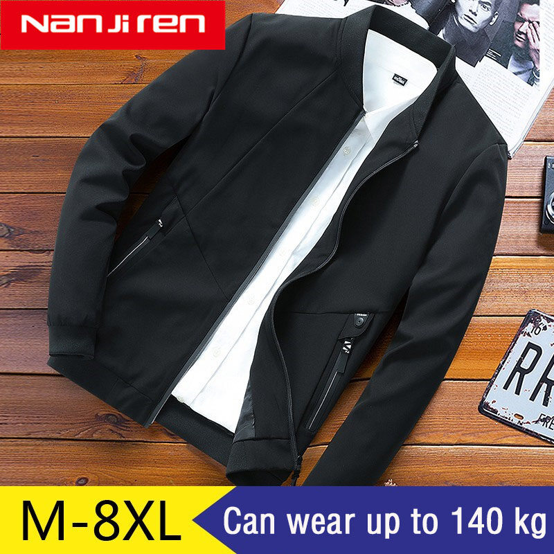 Nanjiren spring and autumn men's casual jacket plus fat plus size fat baseball uniform middle-aged loose Korean jacket coat tide