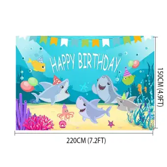 150x100cm 220x150cm Baby Shark Backdrop For Photography Happy