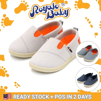 Royale Baby (12.5-15.5cm) canvas shoes baby shoes boy toddler shoes Injection / kasut baby boy ( Navy Blue & Grey & Dark Grey boys shoes | baby shoes boy 1 year | slip on shoes ) 032-858