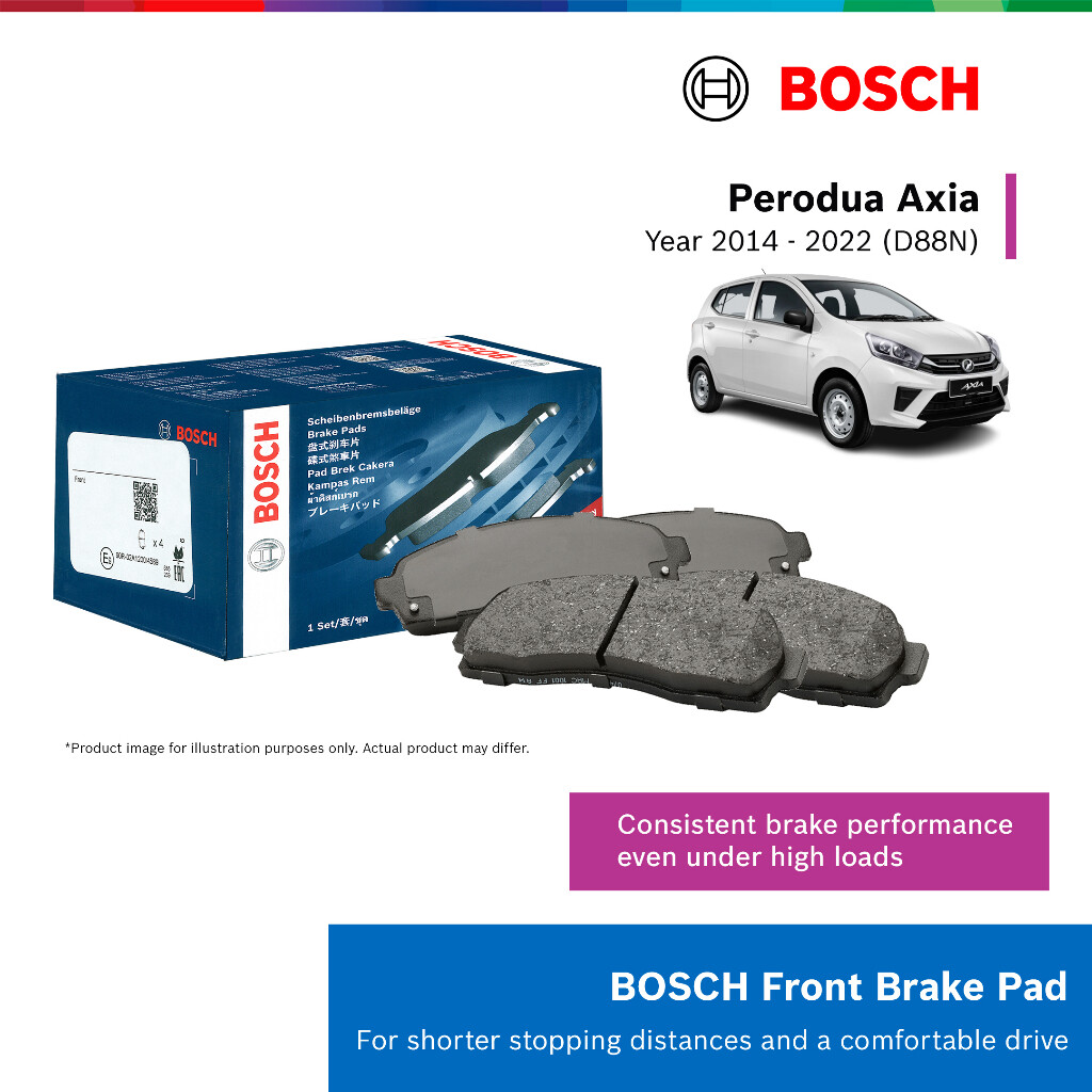 Bosch Genuine Front Brake Pads for Perodua Axia D88N (2014 2022