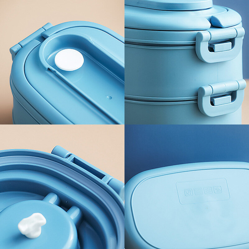KS office worker lunch box with cutlery portable microwave heating student lunch box double-layer lunch box Japanese-style divider lunch box with cutlery