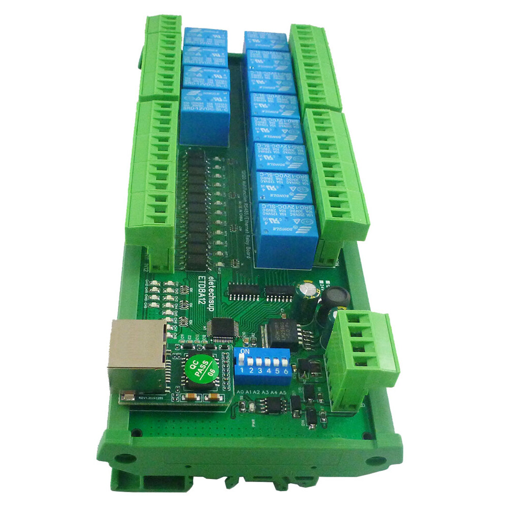 diymore 2 IN1 12 DIO Ethernet/RS485 Relay Switch Module Modbus RTU TCP/IP Network Controller PLC Expansion Board 12V 24V