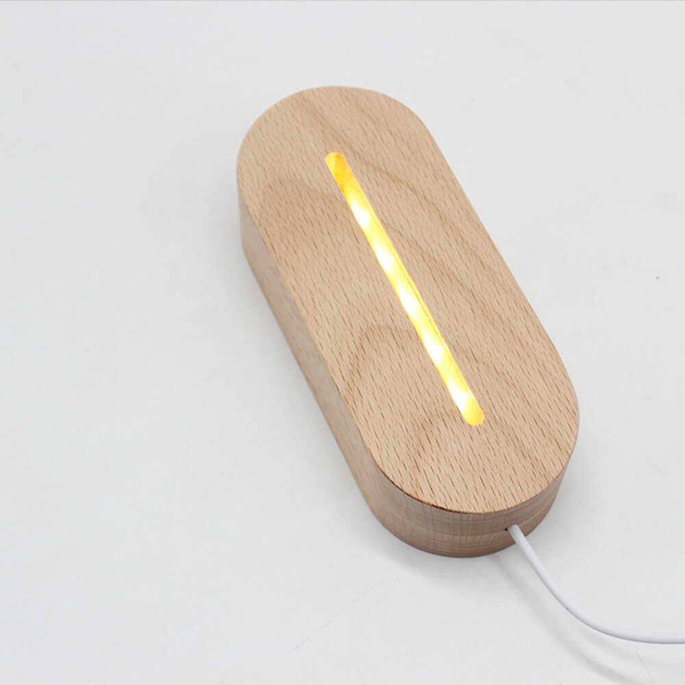 Beech LED Base Wooden Stand Base Resin Acrylic Lamp Plate Wood Light Display Night Light Stand