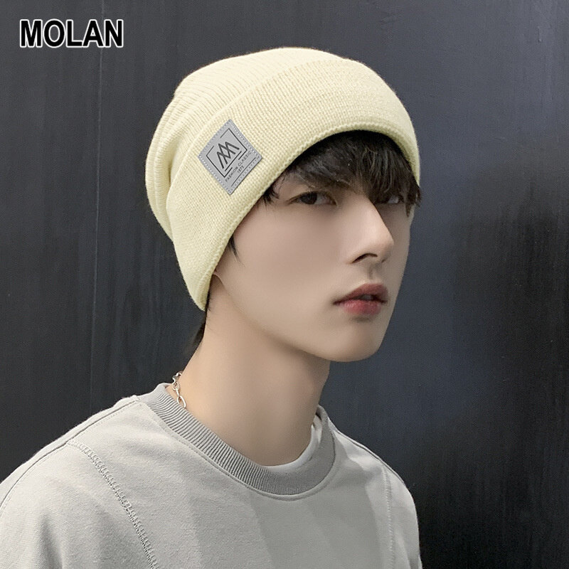 MOLAN men's hat winter windproof warm beanie fashion wool knitted hat