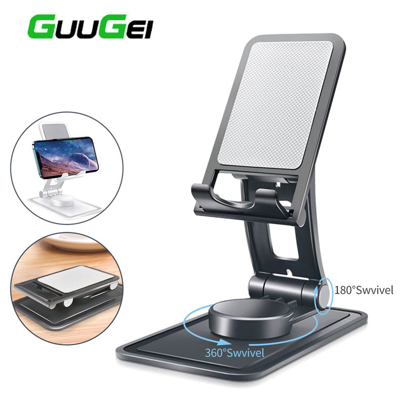 GUUGEI Universal 360 Degree Rotating Phone Holder Multi-Angle Folding Portable Desktop Bracket Phone Stand