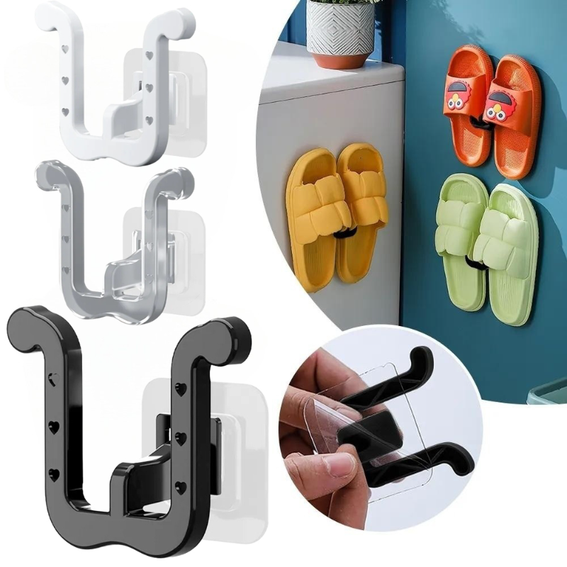 Treo Tường Dép Giá Tự Dính Phòng Tắm Đơn Giản Dép Móc Thoát Nước Lưu Trữ Tổ Chức Móc Nam Châm Giá phơi