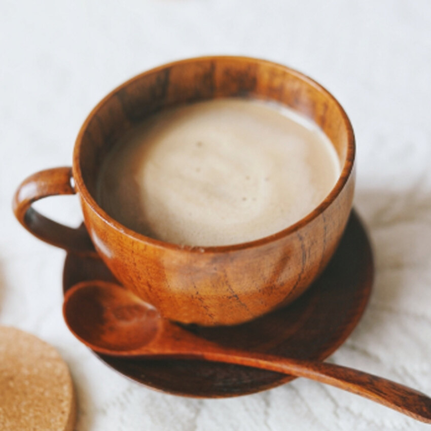 Wood Coffee Cup,Handmade Tea Mugs,Wooden Drinking Cup for Tea, Beer,Water,Juice,Milk 260ml