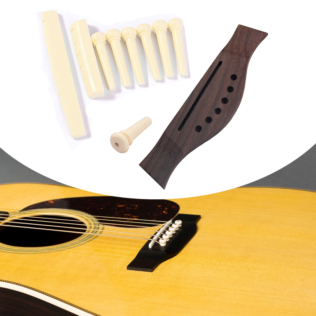 Cây Cầu Gỗ Hồng Mộc Đàn Guitar Dân Gian Baoblade + Chân Cầu Xương Bộ Đai Ốc Yên Ngựa