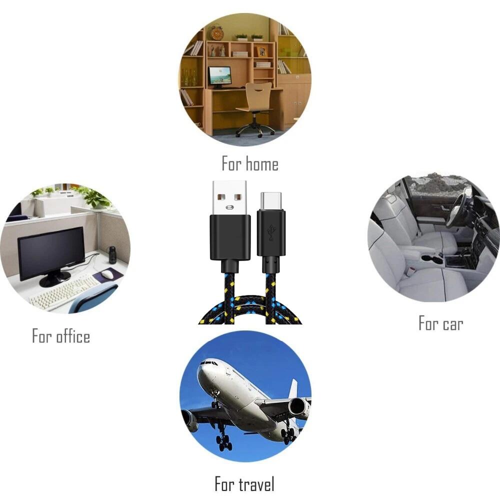USB HD Cable 1M/3M Data Sync USB Charger Cable For Android Phone Nylon Braided Microusb Cables