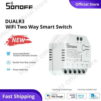 SONOFF DUALR3 WiFi Smart Switch 2 Gang Power Metering Wireless Switch Double Two-way Control Module, APP Control Home Appliances Motorized Facilities, Multifunctional Module for Smart Home