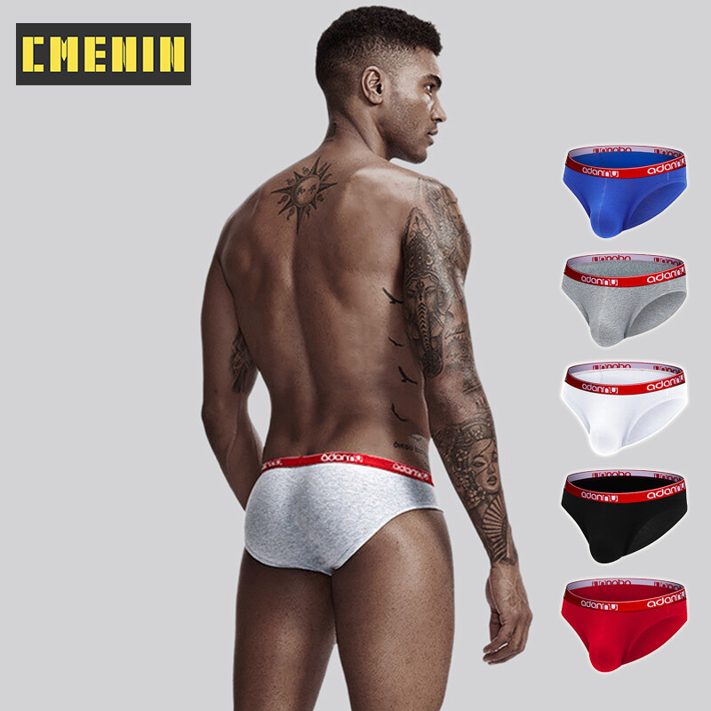 [CMENIN Official Store] Brief For Men (1 Pieces) ADANNU Low waist Nylon Sexy Underwear Men Jockstrap Briefs U Convex Men Bikini Underpants Male Panties Splice Mens Innerwear AD41