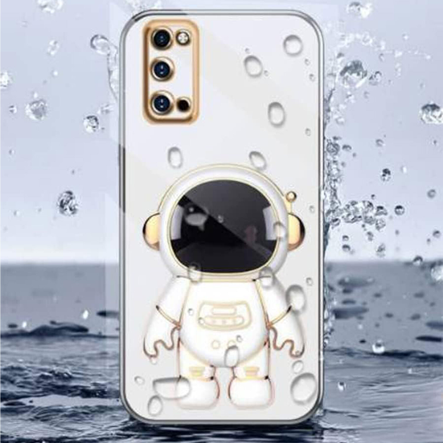 Tương Thích Với Galaxy Lưu Ý 20 Siêu Trường Hợp Dễ Thương Mạ 3D Phi Hành Gia Hidden Chân Đế Chủ Trường Hợp Ốp viền mềm bằng nhựa TPU Mạ Điện Chống Sốc Bảo Vệ Bìa Ốp điện thoại cho Samsung Galaxy Lưu Ý 20
