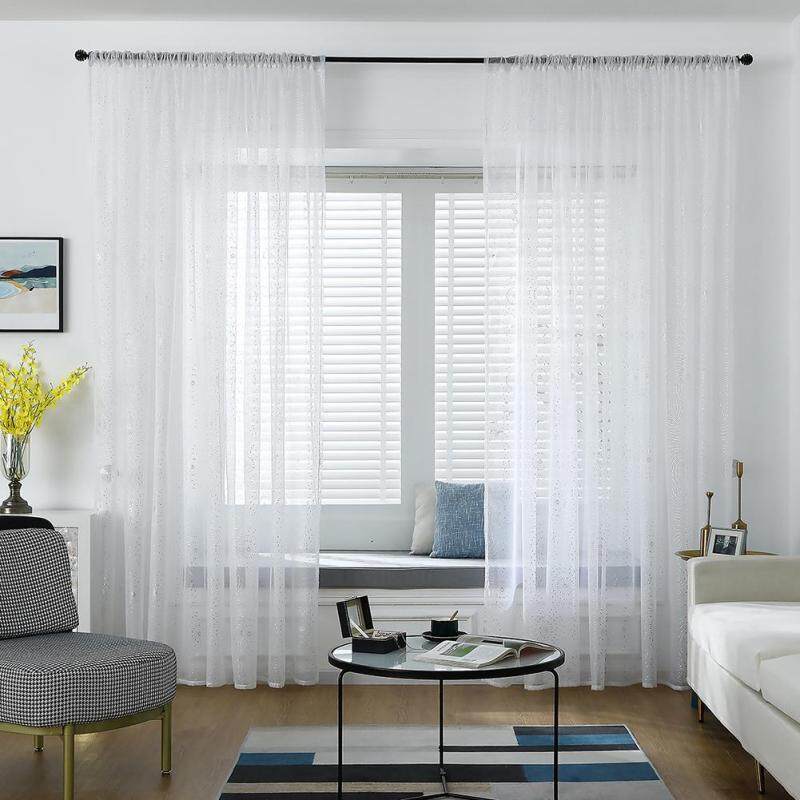 Rèm Mỏng Voile In Lá Kim Loại Rèm Cửa Sổ Cho Phòng Khách Và Phòng Ngủ