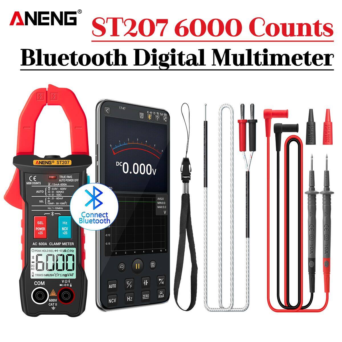 Đồng Hồ Kẹp Vạn Năng Bluetooth Kỹ Thuật Số ANENG ST207