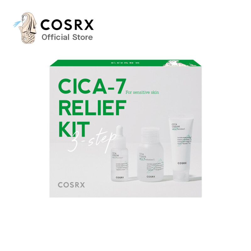 Buy COSRX CICA-7 RELIEF KIT- 3 steps for sensitive skin / Toner 30mL, Serum 10 mL, Cream 15mL Singapore
