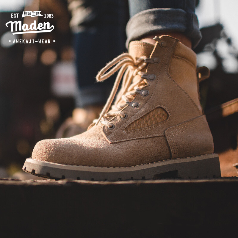Maden brand tooling style men youth 2024 spring new outdoor functional style youth tough guy Martin boots trendy boots desert boots British style boy tooling boots