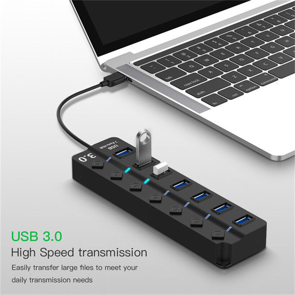TOPZERO Bộ Chia USB 3.0 7 Trong 1 Bộ Chia USB 3.0 Bộ Chia USB Đa Năng Bộ Chuyển Đổi...