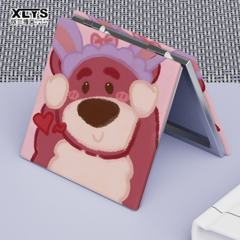 XINLANYASHE Strawberry bear mirror, small size, folding mirror, cute patterned mirror makeup mirror 2 sides portable mirror Korean style mirror, portable mirror, face mirror