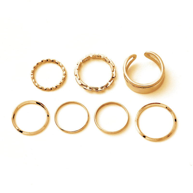 Fashion Jewelry Shop INS 7 Rings For Women Trendy Metal Hollow Ring For Couple Valentine's Day Gift