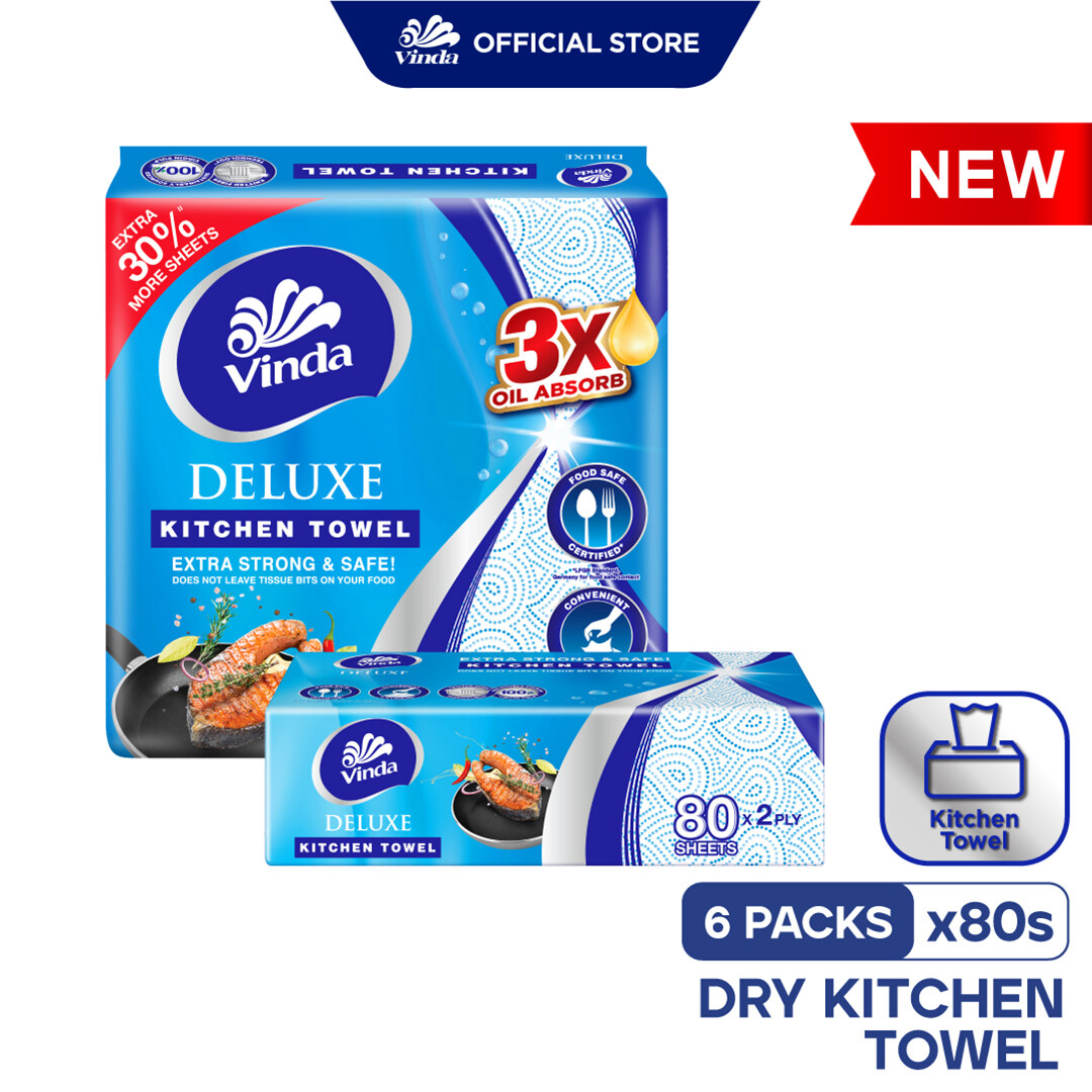 Vinda Deluxe Softpack Kitchen Towel (6x80s) Lazada