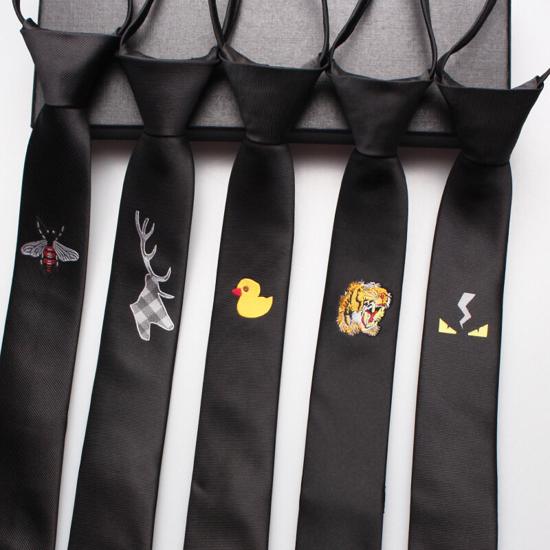 2022 Polyester Zipper Lazy Tie LOGO Printed Mark Tie
