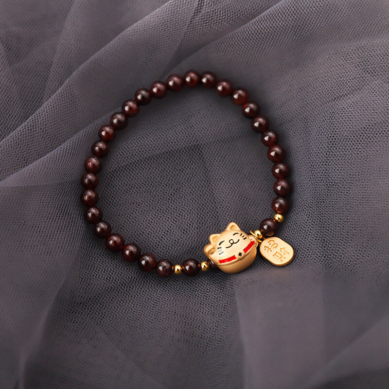 HZP Zodiac Garnet Lucky New Year Men and Women Bracelet Couple Bracelet Simple Personality Creative Bracelet for Women