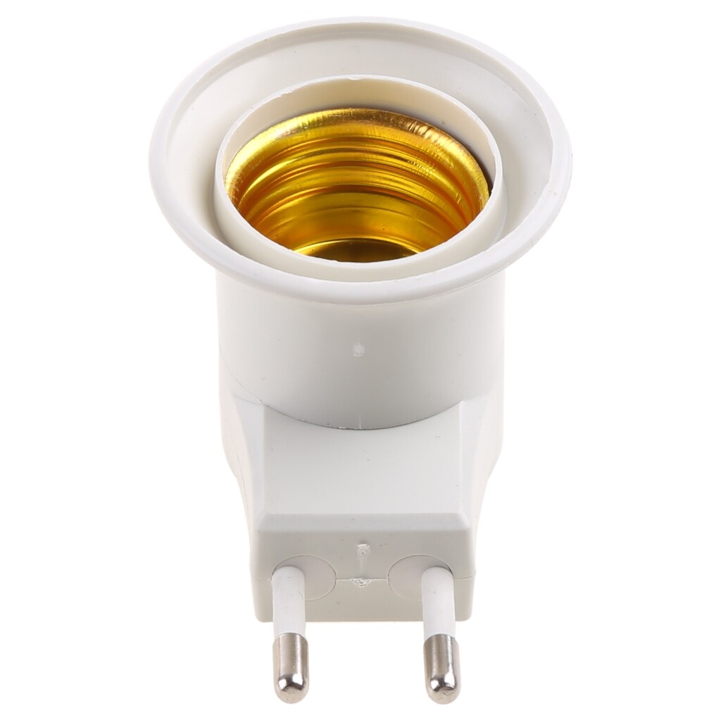 EU Plug E27 Screw Base Socket Extension Adapter Plug-in Light Socket with On/Off Switch 3-Prong Outlet to Light Socket