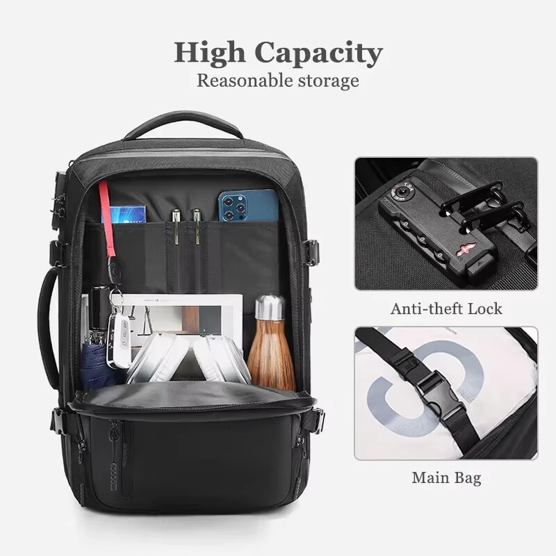 Large Capacity Men Business Travel Backpack With Code Lock Multi-Layer Anti theft 15.6 Inch Laptop Bag Brand School Bags