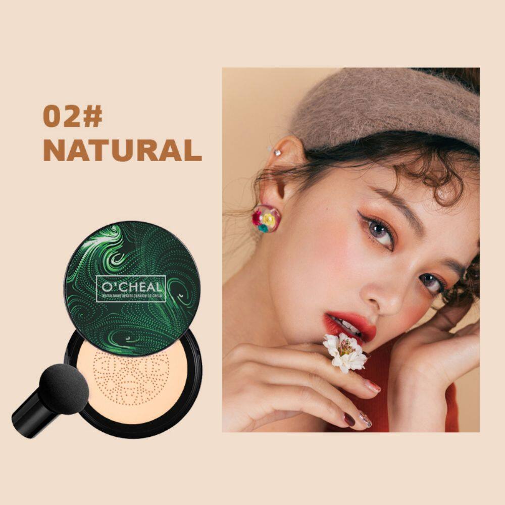 Ocheal BB CC Cream Cushion Compact Make Up Foundation Concealer Cream for Face Cosmetics Makeup Mushroom Head Puff