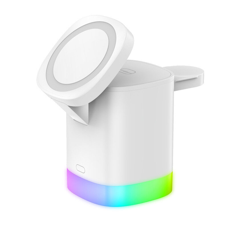 Zeallion 3 in 1 magsafe wireless foldable desktop stand fast charger rgb backlight led lamp night light for iphone 12 13 14 pro max
