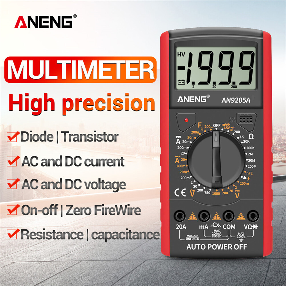 【ANENG】ANENG Đồng Hồ Vạn Năng Kỹ Thuật Số LCD AN9205, Vôn Kế, Ampe Kế Kháng Tester