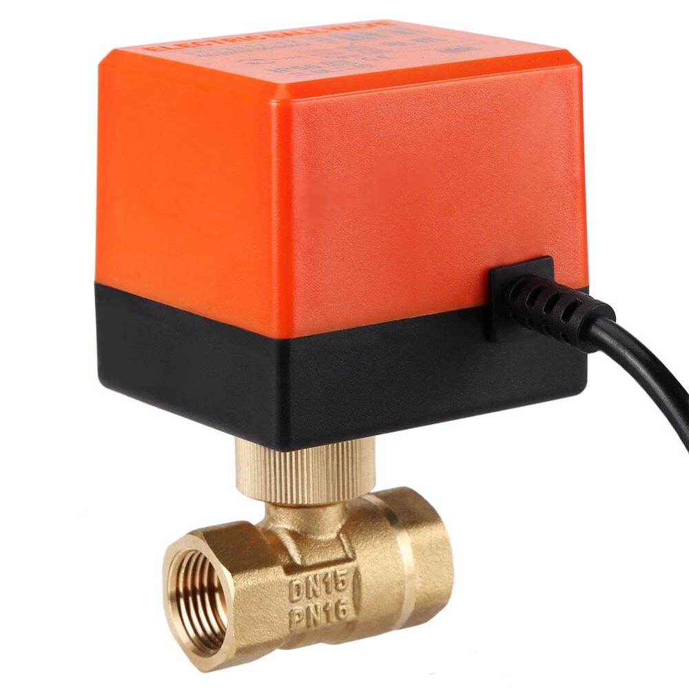 【Free Gloves】DN15/DN20/DN25 Electric Ball Valve Electric Motorized Thread Ball Valve Brass AC 220V 2 Way Motorized Ball Valve 3-Wire Brass Electric Ball Valve 1.6Mpa Control Brass Thread Electric Ball Valve Stable with Actuator For Water Gas Oil