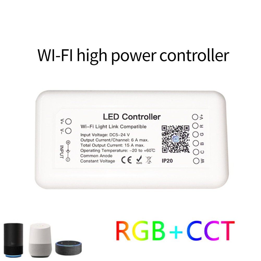 Wuli tuya wifi rgb+cct led light controller control led dc12-24v controller work