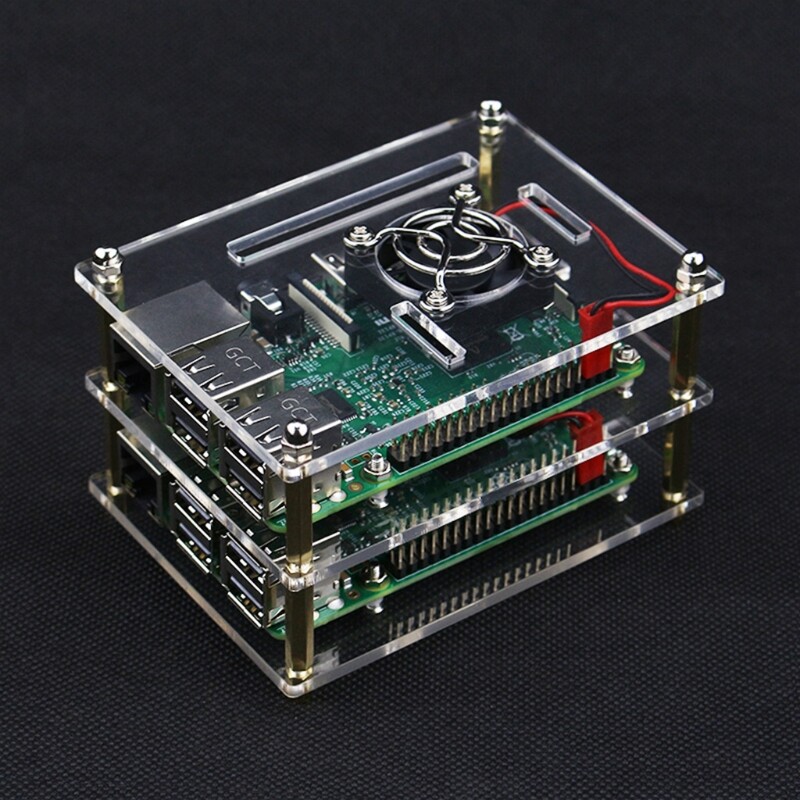 Raspberry Pi Rack Case with Raspberry Pi Heatsinks Stackable Case Stack Enclosure for Raspberry Pi 4/3/2 Model B