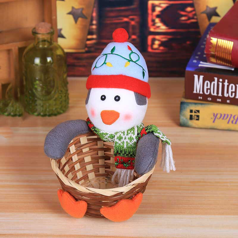 Christmas Candy Storage Basket Santa Claus Apple Bag Xmas Decoration Table Ornament