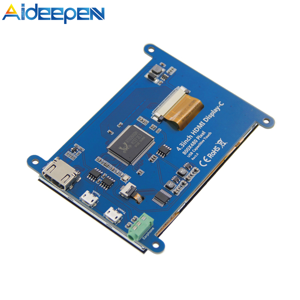 Aideepen Màn Hình 4.3 Inch Cho Raspberry Pi HDMI Với Màn Hình Cảm Ứng Điện Dung Độ Phân Giải 800*480 Hỗ Trợ Windows10/8/7 Cảm Ứng 5 Điểm Hỗ Trợ Cho Raspberry Pi 3B +/4B Điều Khiển Cảm Ứng Một Điểm Cảm Ứng USB