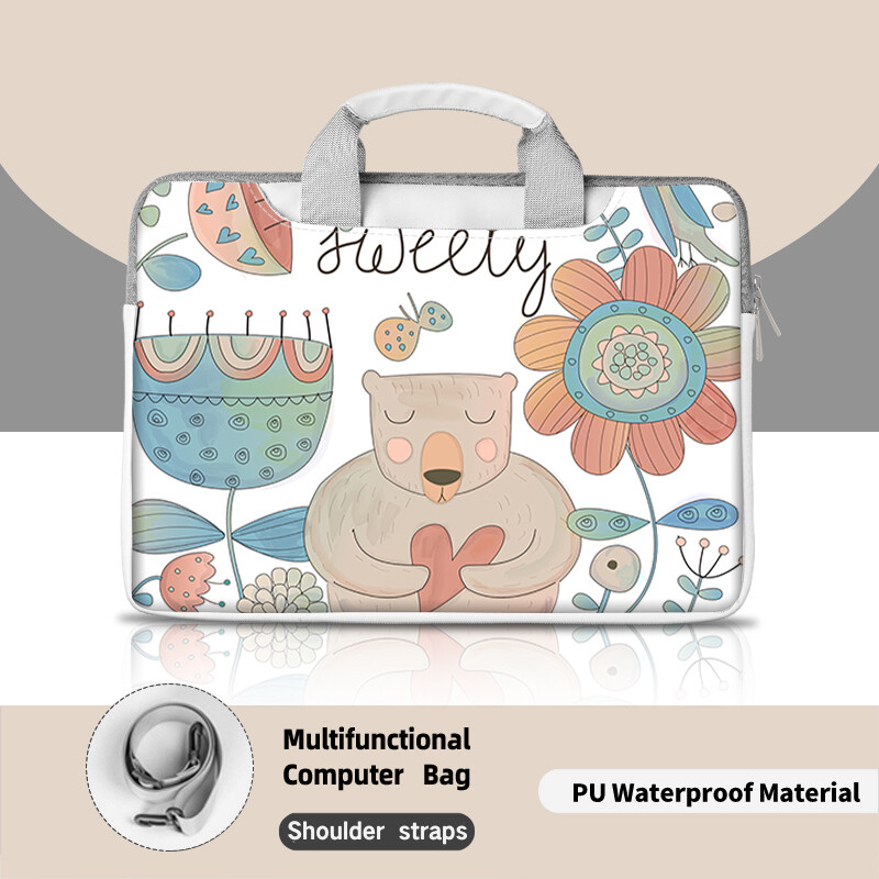Laptop Bag PU Leather Laptop Carrying Case Handbag Cartoon Messenger Bag Women's bag Notebook Computer Bag