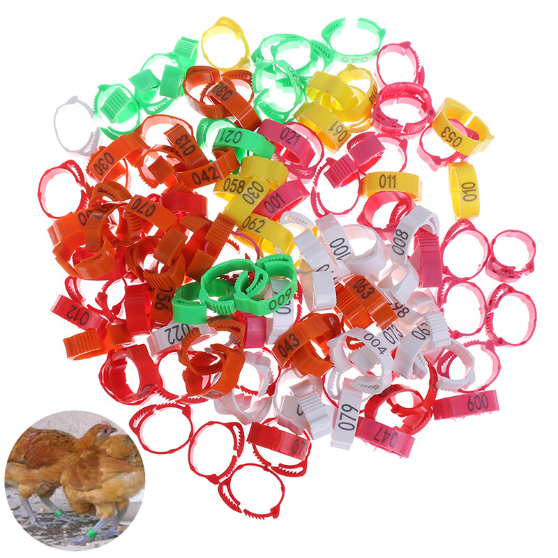 🙃100PCS Chicken Foot Ring Adjustable Size Poultry Leg Digital Label Buckle Ring