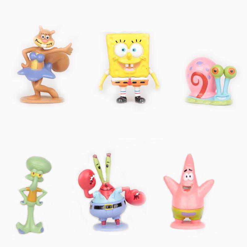 6 SpongeBob Squarepants PVC Action Figure set Patrick Star Dolls Toy Cake Topper 