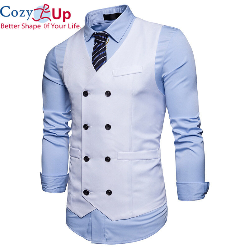 Cozy Up New Brand Dress Vests for Men Casual Slim Fit Mens Suit Vest Double Breasted Waistcoat Gilet Homme Formal